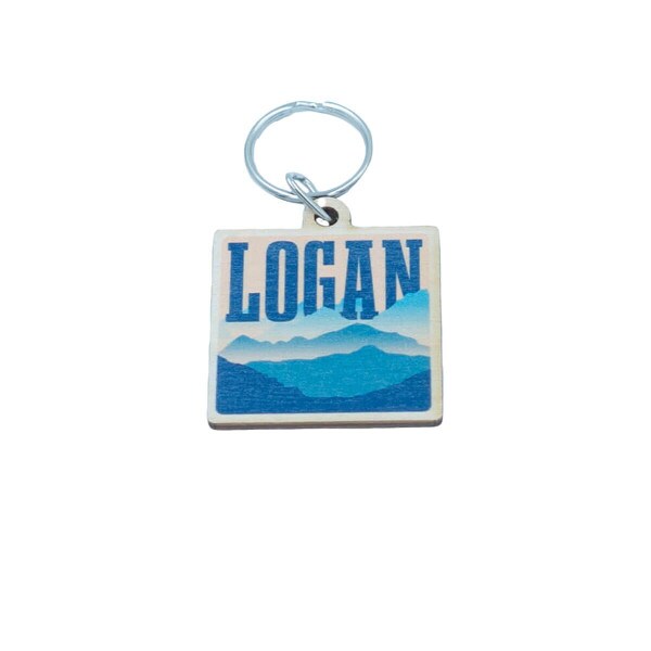 Utah State Mountain Skyline Wood Keychain